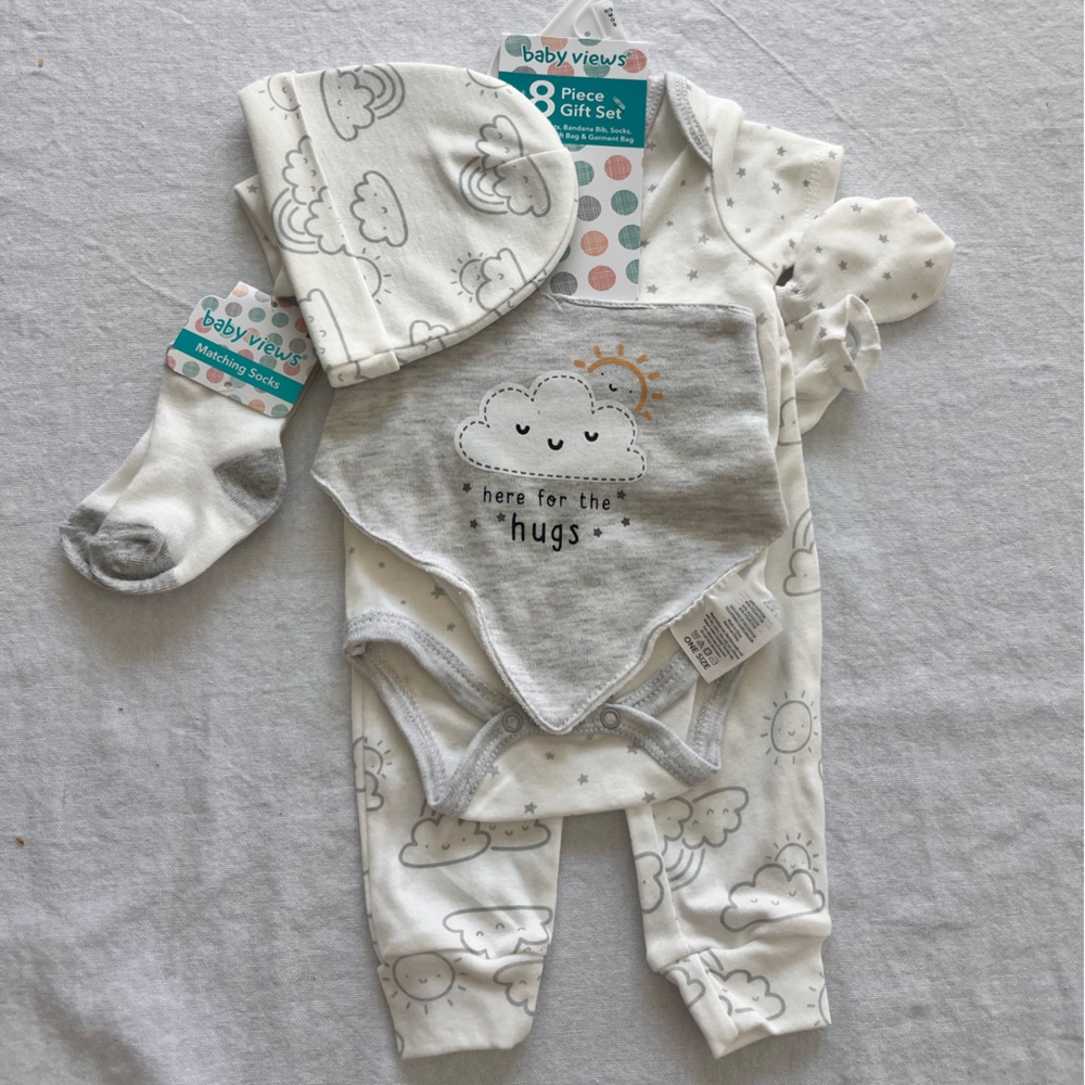 Carter's Neutral Cloud 8-Piece Baby Accessory Set - White & Gray